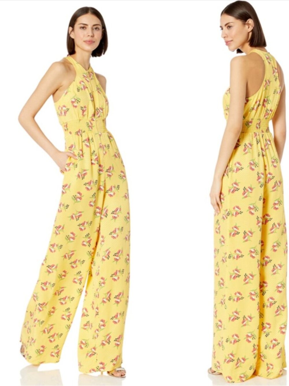 JILL JILL STUART Floral Jacquard Halter Jumpsuit 0469